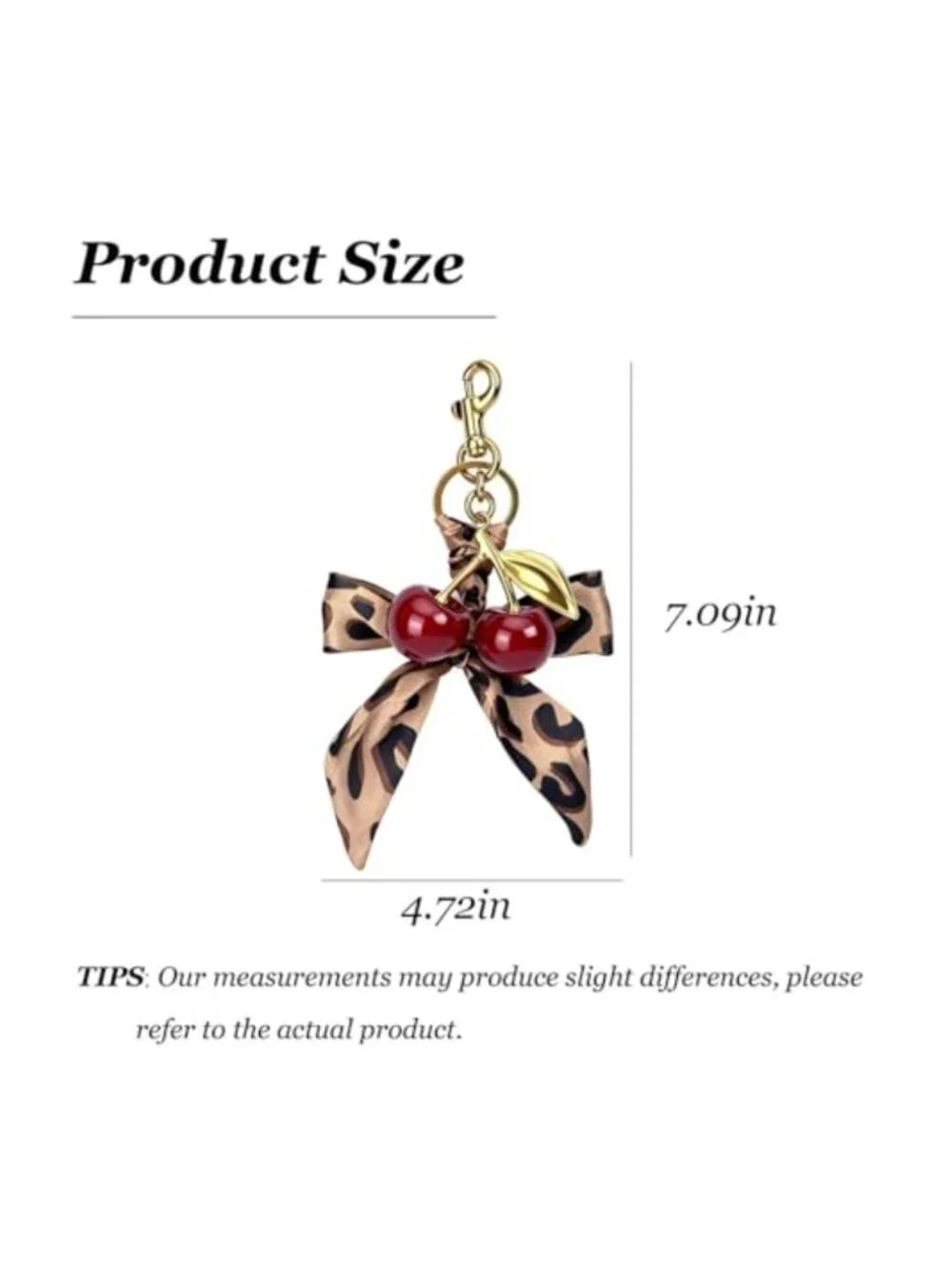 Cherry Keychain Bow Leopard Cheetah Bag Charm Red Purse Handbag Accessory